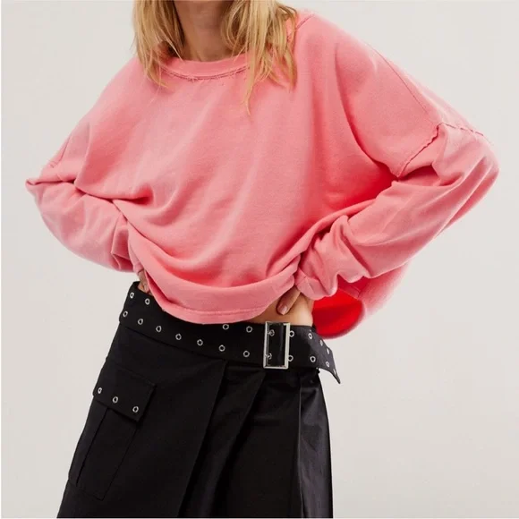 NWT Free People See You Tonight Pullover Camellia Pink Rose - Picture 2 of 6